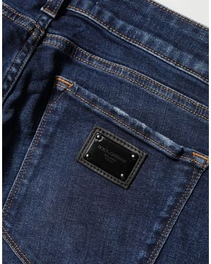 Dolce & Gabbana Distressed Skinny Cotton Denim Jeans Elastane Clothing - Blue