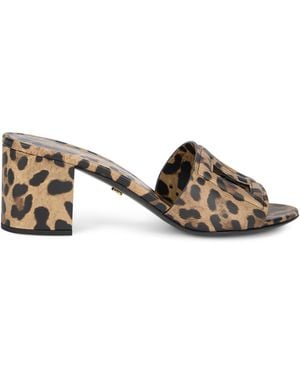 Dolce & Gabbana High-Heeled Sandals Leopard Print Viscose - Brown