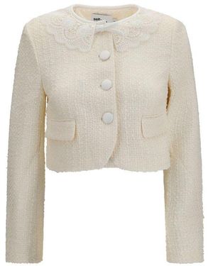 Self-Portrait Self-Portrait Bouclé With Lace Collar Jacket - White
