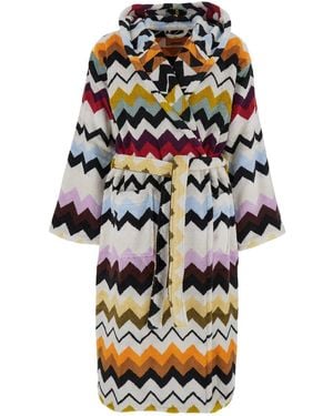 Missoni Murrina Bathrobe With Hood And All-Over Zigzag Motif - Multicolor
