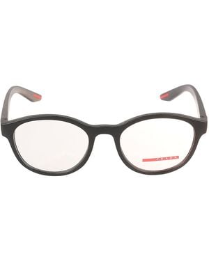 Prada Linea Rossa Round Frame Clear Lense Glasses - Brown