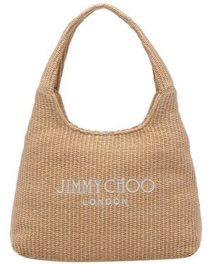 Jimmy Choo Medium Beach Diamond Hobo Bag - Brown