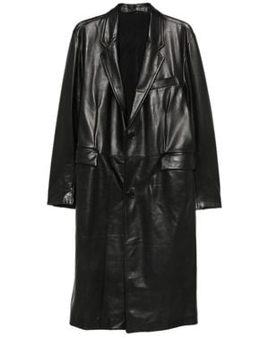 Salvatore Santoro Leather Coat Single-Breasted - Black