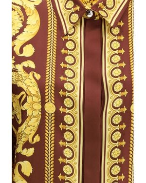 Versace Shirt Printed Silk Burgundy - Yellow