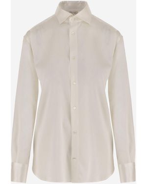 HER SHIRT HER DRESS Stretch Silk Shirt Ludovica - White