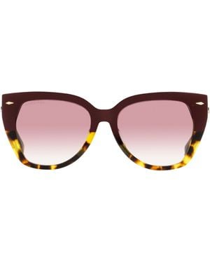 Longines Butterfly Sunglasses Lg0016H 71T Bordeaux-Havana 55Mm Plastic (Acetate) - Black