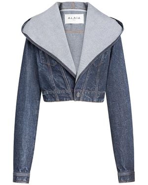 Alaïa Hooded Denim Jacket - Blue