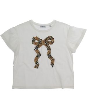 Burberry T-Shirt With Bow Cotton T-Shirts - Grey