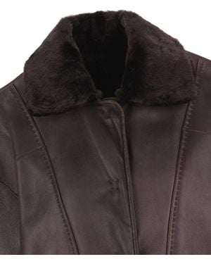 Max Mara Coats Leather Shearling - Black