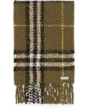 Burberry Plaid Wool Tweed Scarf - Green