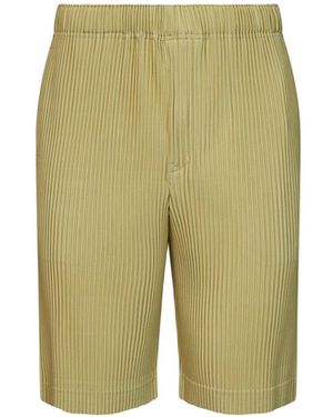 Homme Plissé Issey Miyake Bermuda Pleated Shorts Agave Cream - Green
