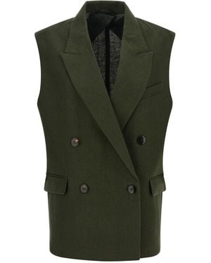 Max Mara Linen Sleeveless Jacket Clothing - Green