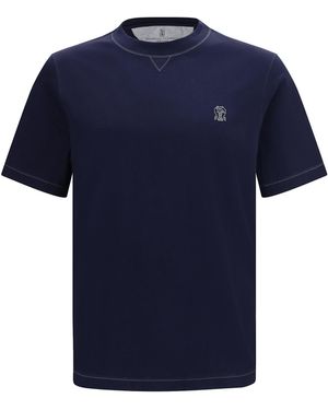 Brunello Cucinelli Cotton T-Shirt - Blue