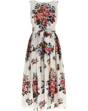 Dolce & Gabbana Flower Print Long Dress - White