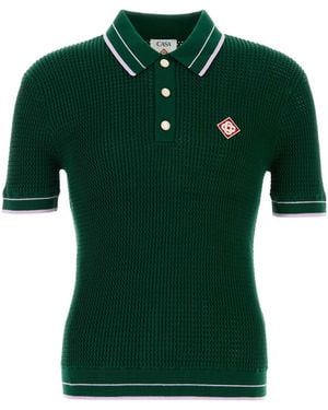 CASABLANCA Bottle Crochet Polo Shirt - Green