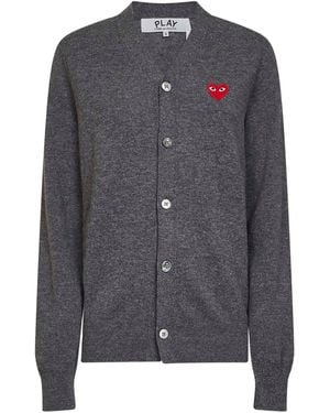 Comme des Garçons Cardigan Wool With Heart Emblem Cardigans - Gray