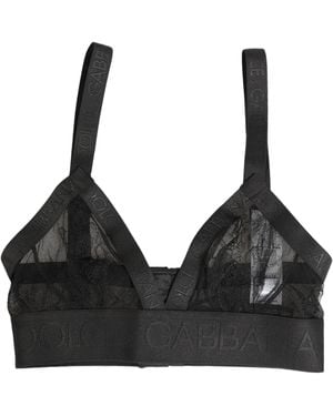 Dolce & Gabbana Logo Monogram Soft Cup Brassiere Underwear Elastane Nylon Clothing - Black