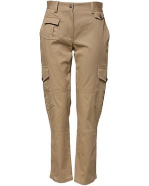 Dolce & Gabbana Beige Mid Waist Cargo Tapered Trousers - Natural