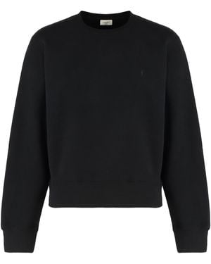 Saint Laurent Sweatshirt Cassandre Cotton Sweatshirts - Black