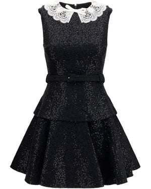 Self-Portrait Sequin Bouclé Dress - Black