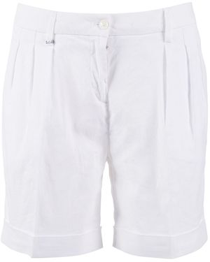 Fay Chino Shorts Linen Cotton Elastane Bermuda - White