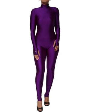 Dolce & Gabbana Nylon Turtleneck Bodycon Jumpsuit Dress Elastane - Purple