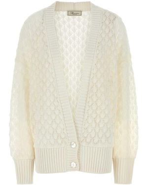 Blumarine Ivory Nylon Blend Oversize Cardigan - White