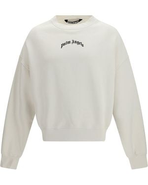 Palm Angels Back Curved Logo Sweatshirt - White
