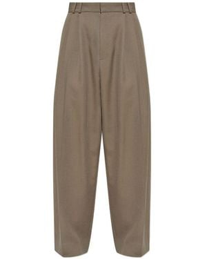 Studio Nicholson Lines Reed Technical Wool Wide-Leg Tailored Pants With Double Pleat - Multicolor