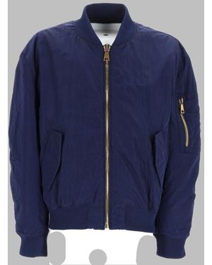 Balmain Bomber Jacket Embroidered Logo Recycled Polyamide - Blue