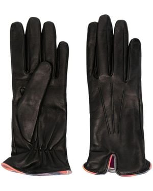 Paul Smith Swirl-Trim Leather Gloves - Black