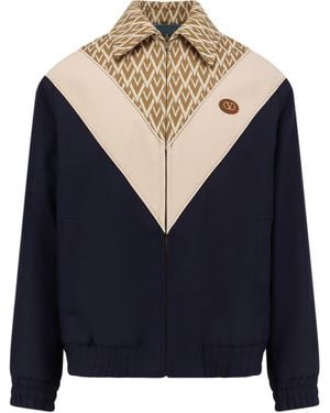 Valentino Toute La V Wool And Cotton Jacket - Blue