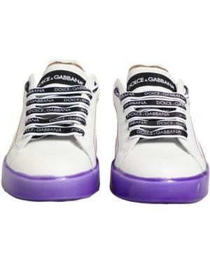 Dolce & Gabbana Leather Low Top Trainer Shoes 100Lf - White