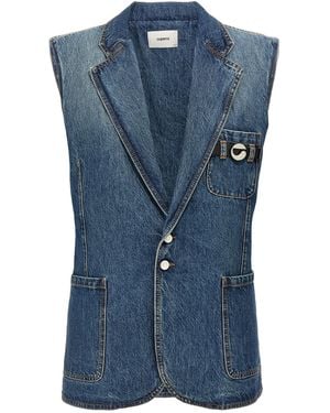 Coperni Delavé Cotton Denim Vest With Strap Detail - Blue