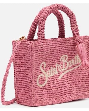 MC2 Saint Barth Mini Vanity Raffia Bag With Saint Barth Embroidery - Pink