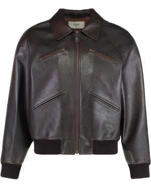 Celine Calfskin Bomber Jacket Calf Leather - Black
