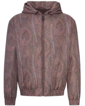 Etro Paisley-Pattern Technical Fabric Padded Hooded Bomber Jacket - Brown