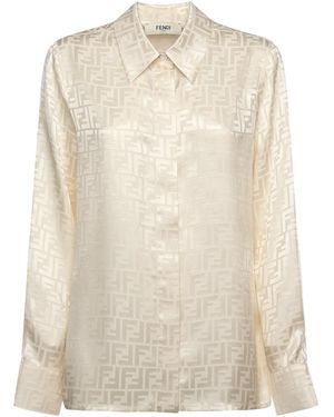Fendi Ff Jacquard Silk Shirt - White