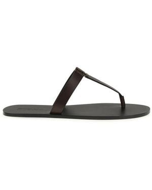 Saint Laurent Calf Leather Bos Taurus Flat Sandals - Brown