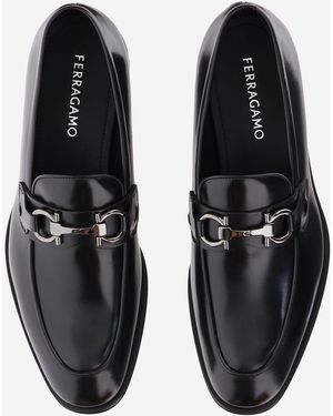 Ferragamo Leather Loafers Calf - Black