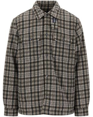Woolrich Padded Shirt Jacket Alaskan Check Main: Wool - Grey