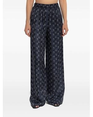 Tory Burch Jacquard Silk Pants - Blue