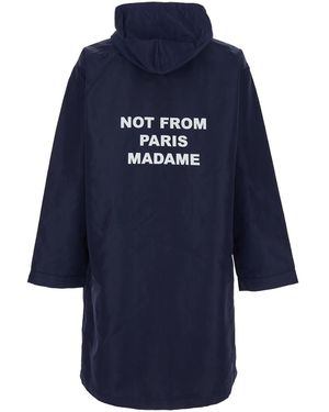 Drole de Monsieur Hooded Jacket With Fixed Hood And Slogan On Front Back - Blue
