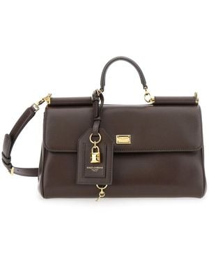 Dolce & Gabbana Handbag With Key And Padlock Detail And Adjustable And Removable Shoulder Strap - Brown