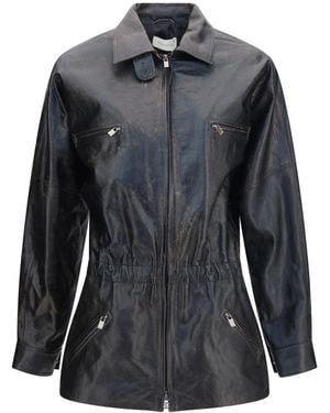 Magda Butrym Vintage Leather Jacket With Drawstring Sheep - Grey