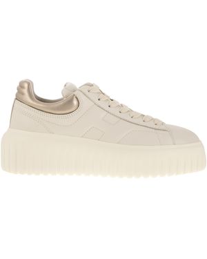 Hogan H-Stripes Leather Trainers - Natural