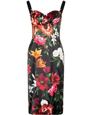 Dolce & Gabbana Printed Satin Dress - Red