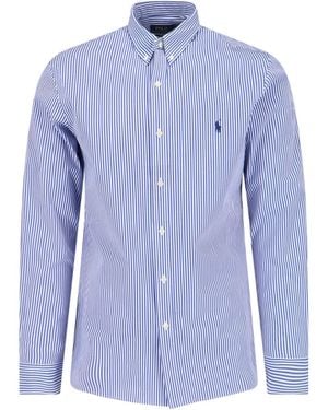 Polo Ralph Lauren Logo Striped Shirt - Blue