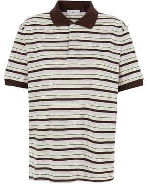 DUNST Polo Shirt With Embroidered Logo Lettering On The Front And All-Over Stripes Cotton For Tshirts - Multicolor