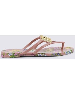 Dolce & Gabbana Leather Floreal Flats - Pink